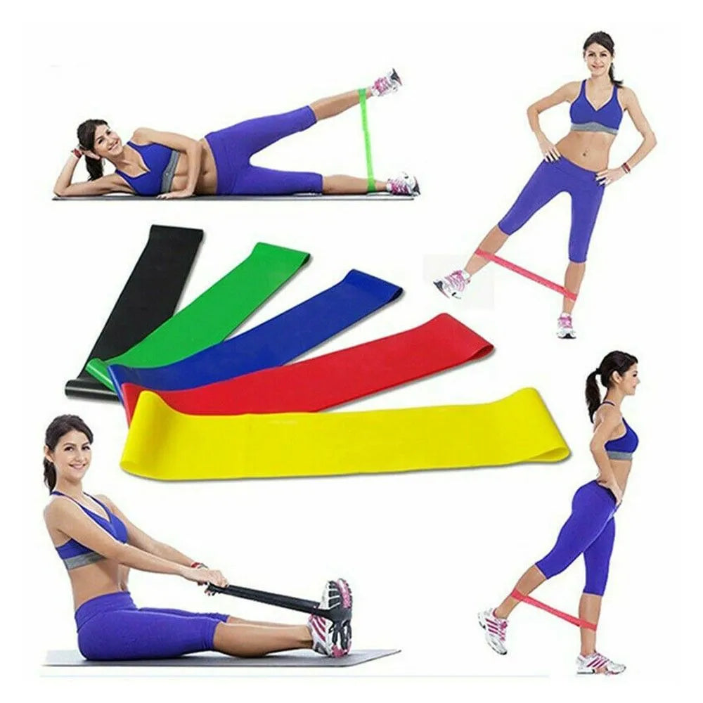 Kit 5 Faixas Elásticas para Exercicios em Casa - Extensor Academia Pilates Fitness Crossfit