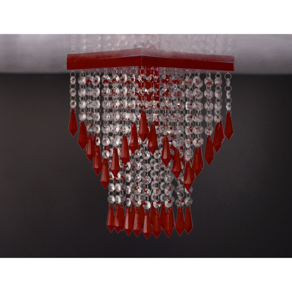 Lustre de Cristal Acrílico com Base Prata 20x20 - Elegância Iluminada - Kaype Store