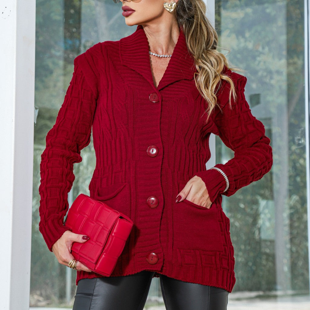 Casaco de Lã Feminino com Botão e Bolso - Kaype Store