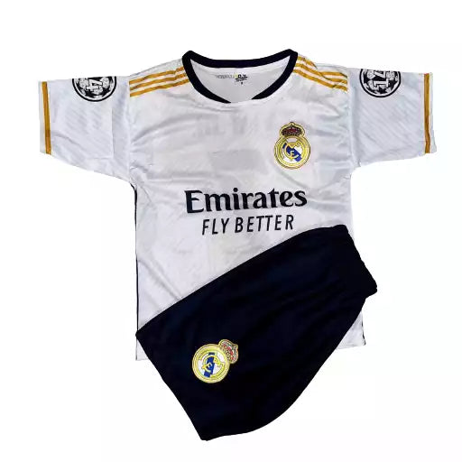Conjunto Infantil Uniforme Real Madrid Vini Jr - Camiseta + Shorts - Kaype Store