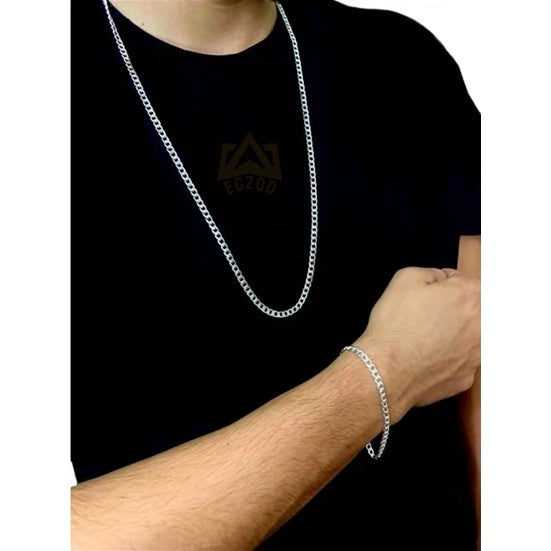 Conjunto de Corrente e Pulseira Banhado a Prata 925 - Kaype Store