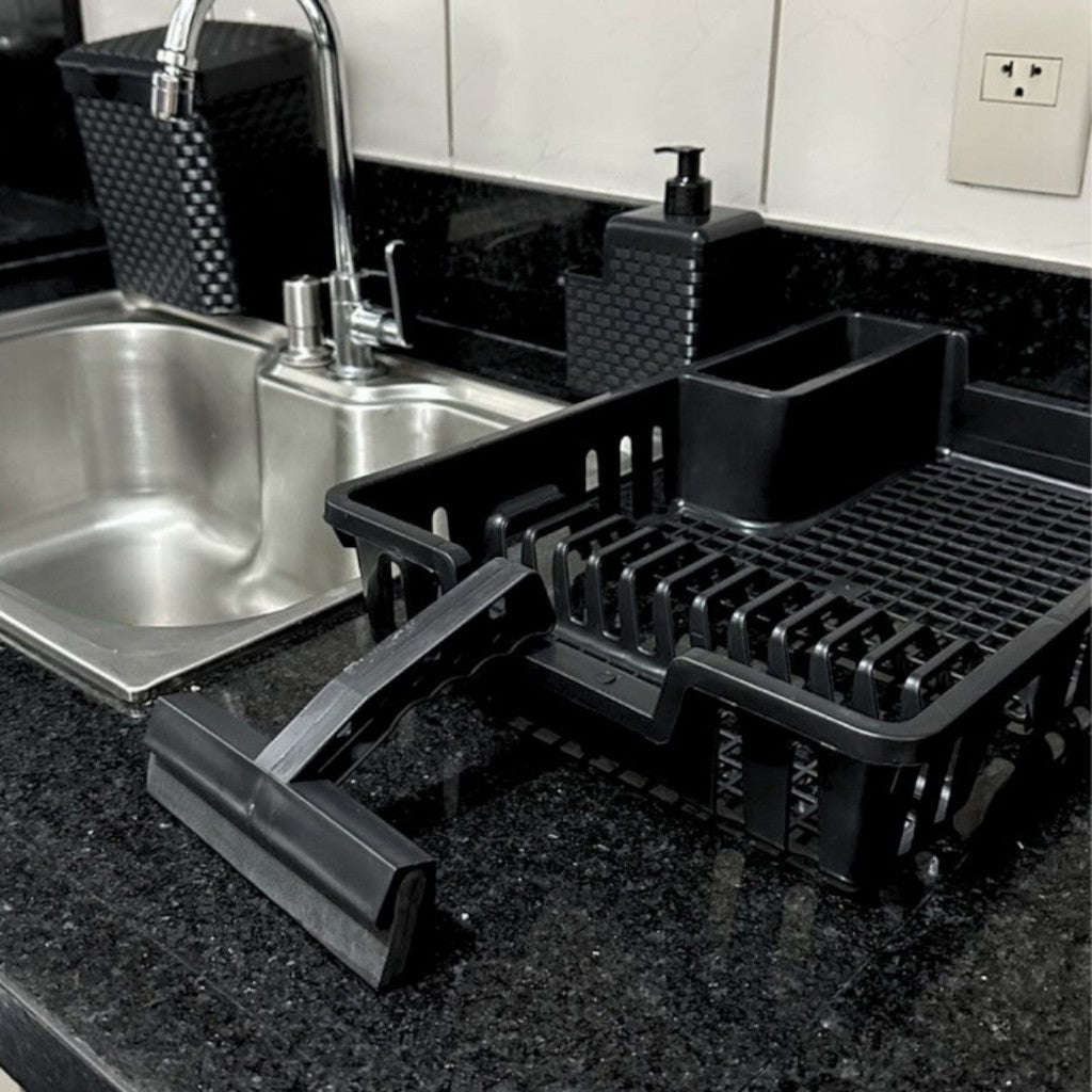 Kit Cozinha Completa Escorredor De Louça + Lixeira de Pia 5 litros + Porta Detergente + Rodinho de Pia - Kaype Store
