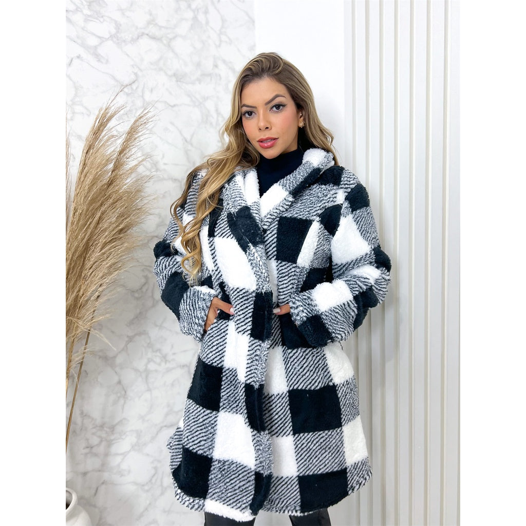 Blusa Frio Feminino Casaco Pelinho Xadrez Inverno - Kaype Store