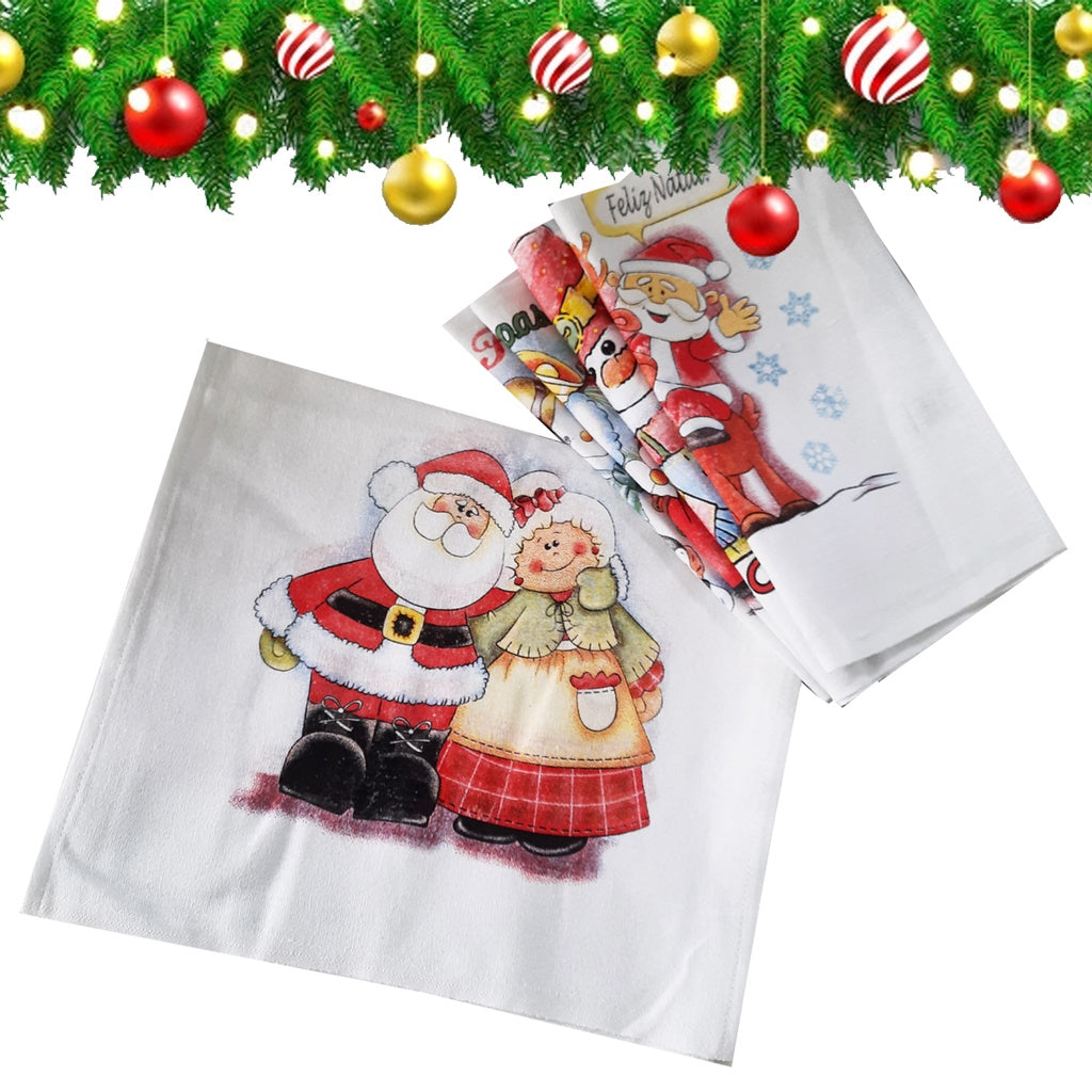 Pano de Prato Superior Natal - Kit com 10 un - Estampas Natalinas - Kaype Store