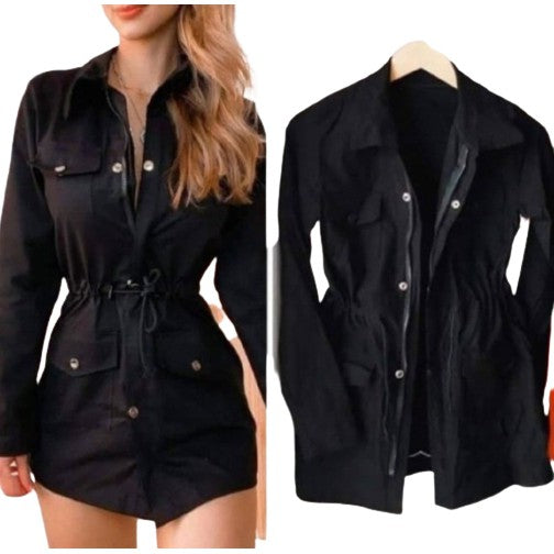 Parka Bengaline Blusa Feminina Botoes Casaco Sobretudo