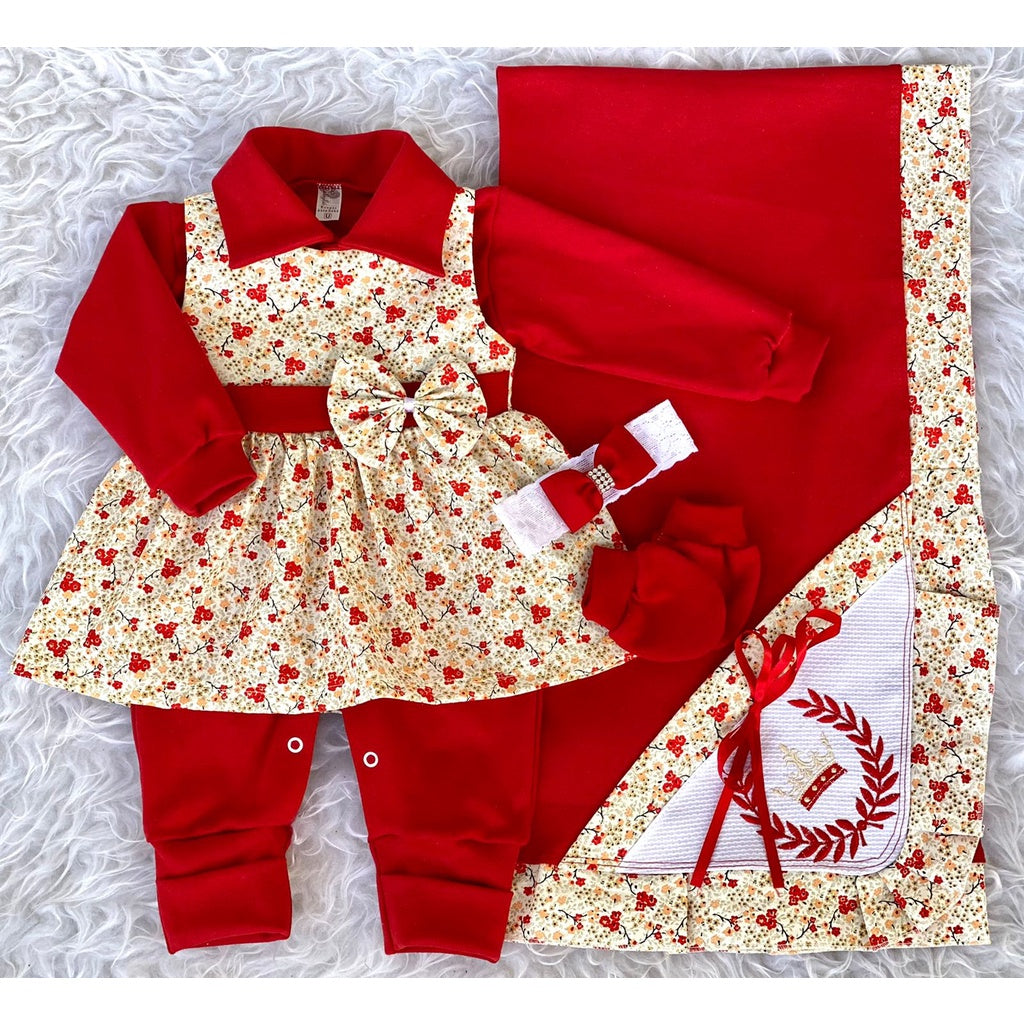 Saída de Maternidade Feminina Vermelha Floral - Kaype Store