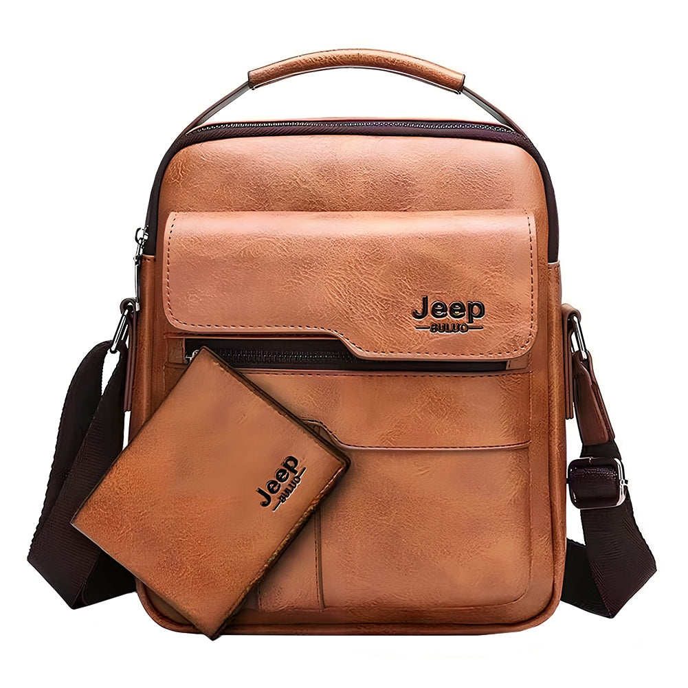 Bolsa Tiracolo Retrô Masculina de Couro - Promoção Leve Carteira de Brinde - Kaype Store