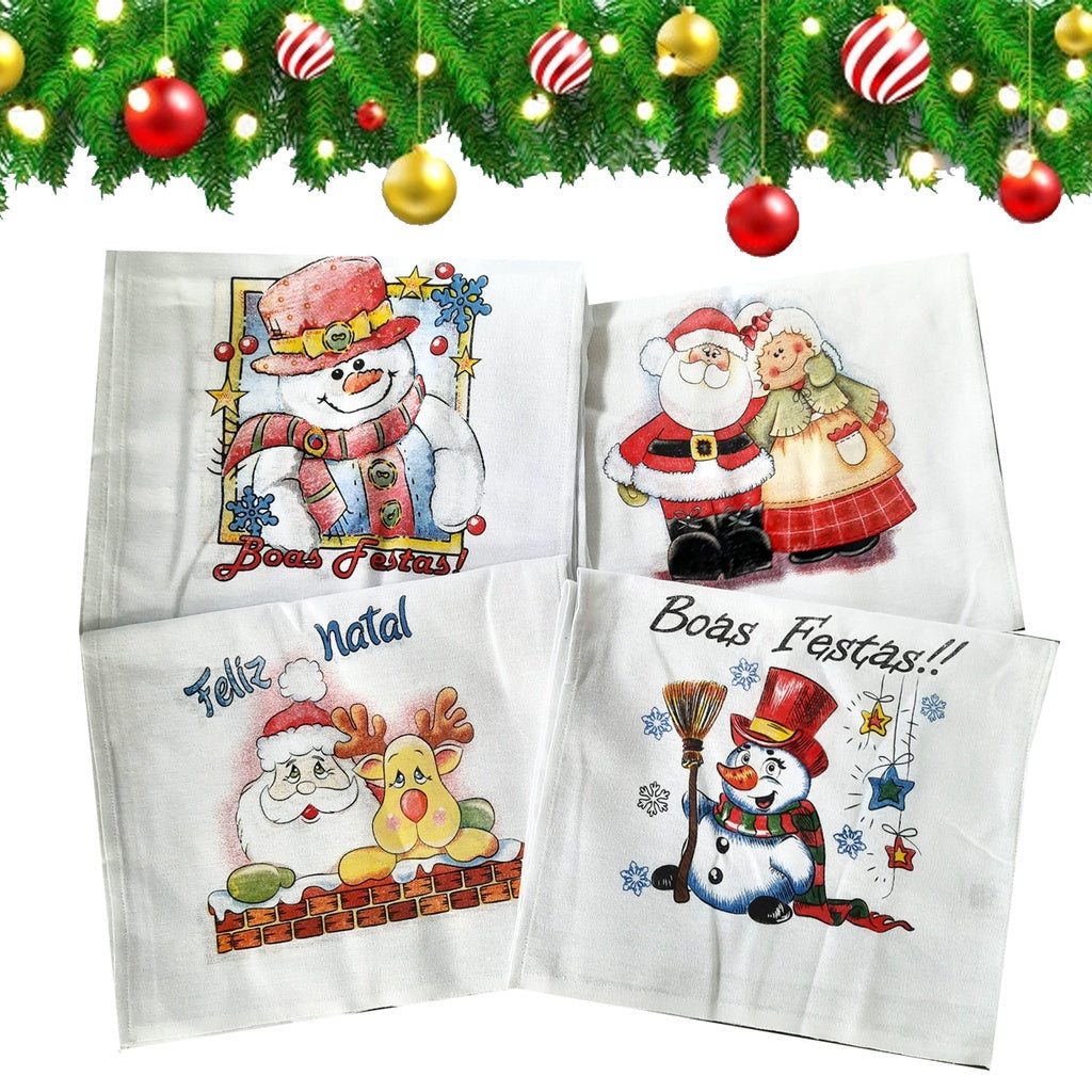 Pano de Prato Superior Natal - Kit com 10 un - Estampas Natalinas - Kaype Store
