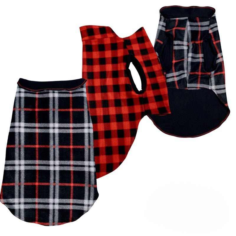 Roupa Pet Soft Xadrez Inverno Com Forro Para Cachorro