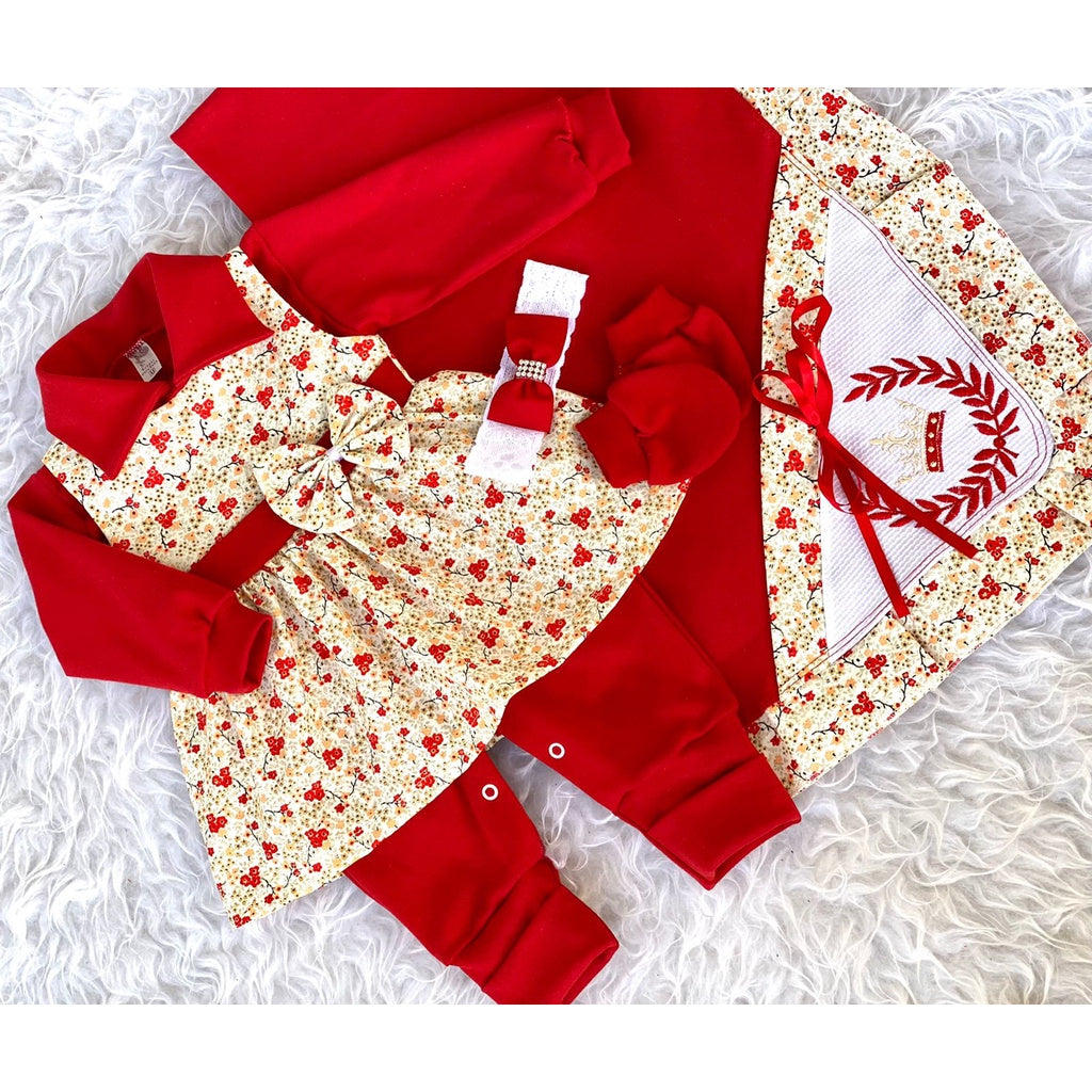 Saída de Maternidade Feminina Vermelha Floral - Kaype Store
