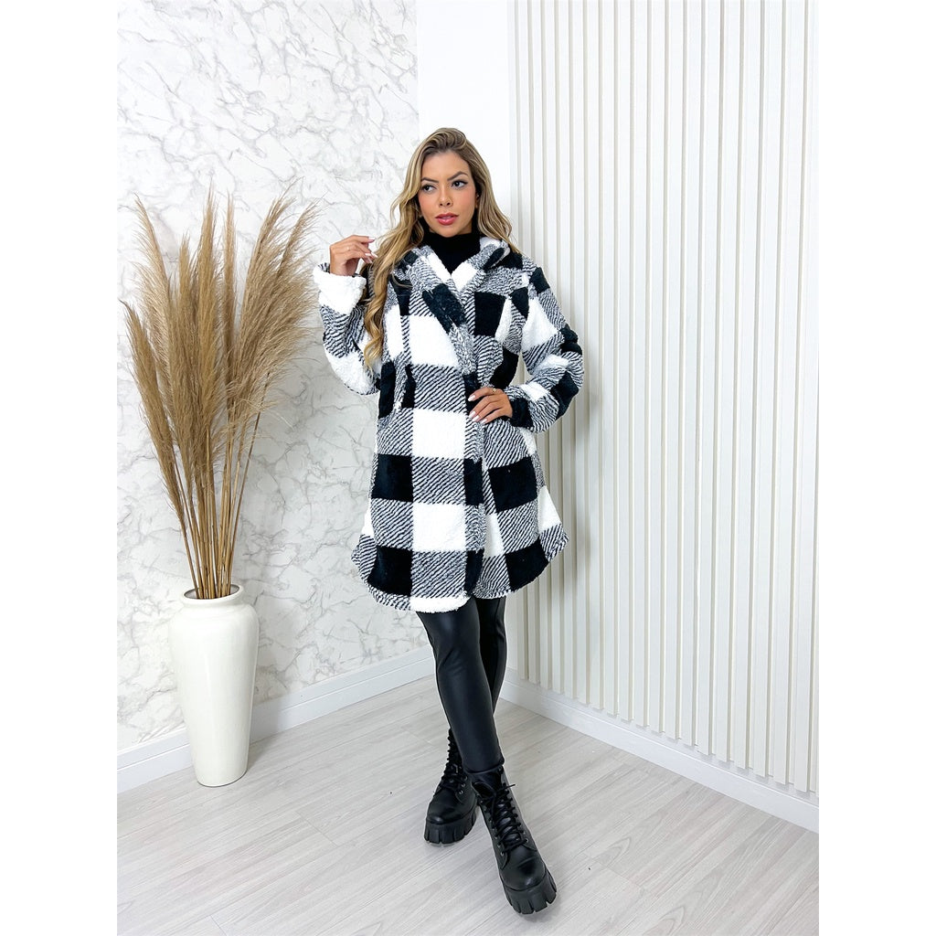 Blusa Frio Feminino Casaco Pelinho Xadrez Inverno - Kaype Store