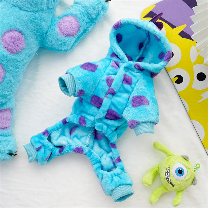 Roupa para Gato e Cachorro de Inverno - Dinossauro Azul - Kaype Store