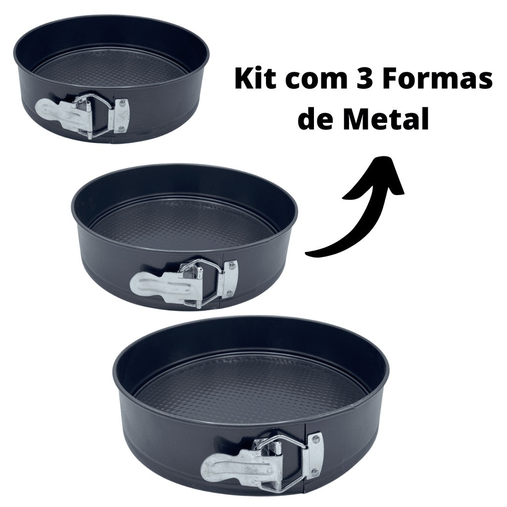 Kit 3 Formas Assadeiras Antiaderente com Fundo Removível - Kaype Store
