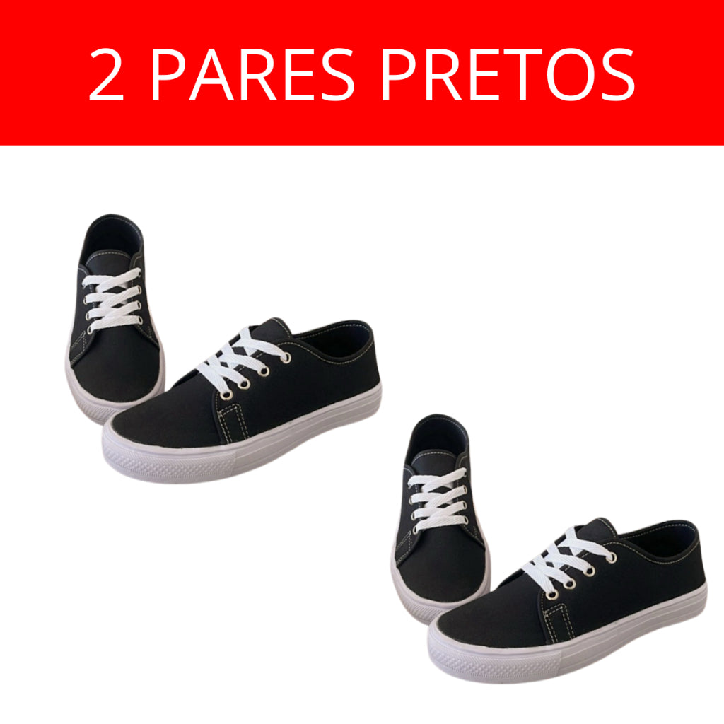 Kit 2 Pares Tênis Feminino Casual Com Cadarço - Promoção Especial Compre 1 e Leve Outro - Kaype Store