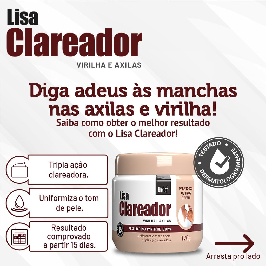 Creme Lisa Clareador de Virilha e Axilas 120g - BioSoft - Kaype Store