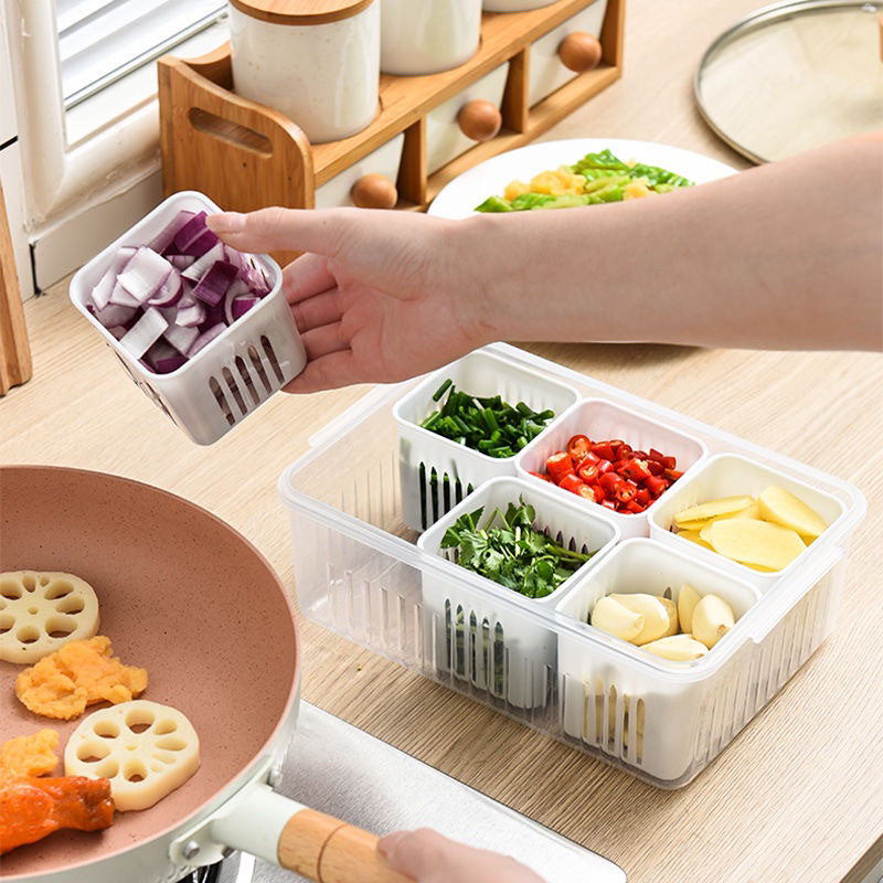 Caixa de Conservação Transparente com 6 Divisórias - Organize sua Cozinha com Eficiência - Kaype Store