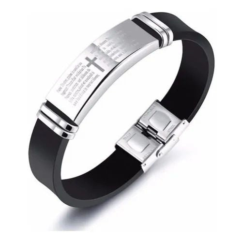 Pulseira Masculina Pai Nosso em Silicone - Estilo e Fé em um Só Acessório - Kaype Store