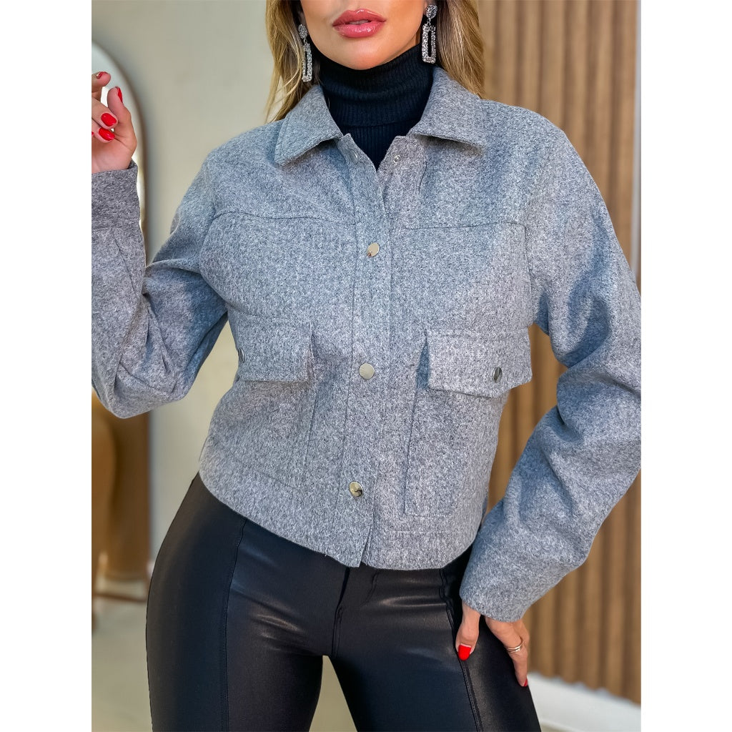 Jaqueta Feminina de Lã Batida - Kaype Store