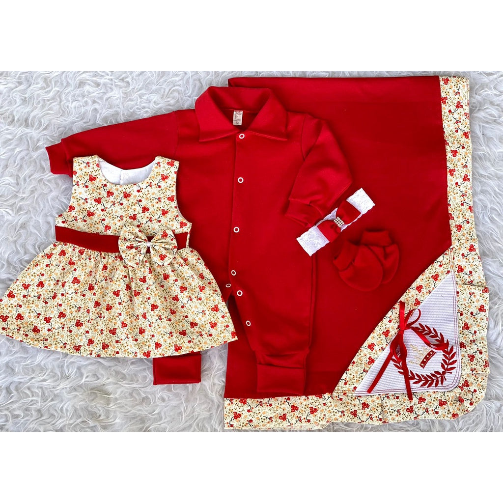 Saída de Maternidade Feminina Vermelha Floral - Kaype Store