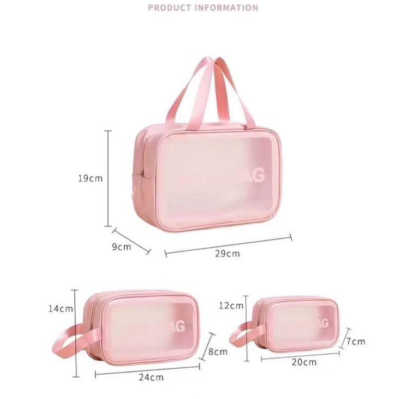 Kit 3 Necessaire de Maquiagem Transparente WashBag à Prova d'Água - Kaype Store