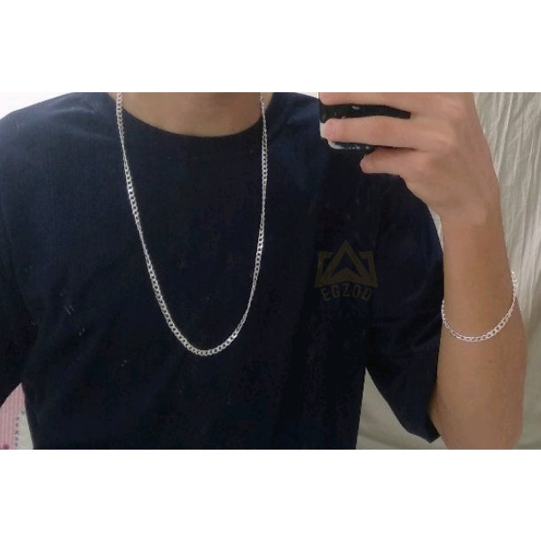 Conjunto de Corrente e Pulseira Banhado a Prata 925 - Kaype Store