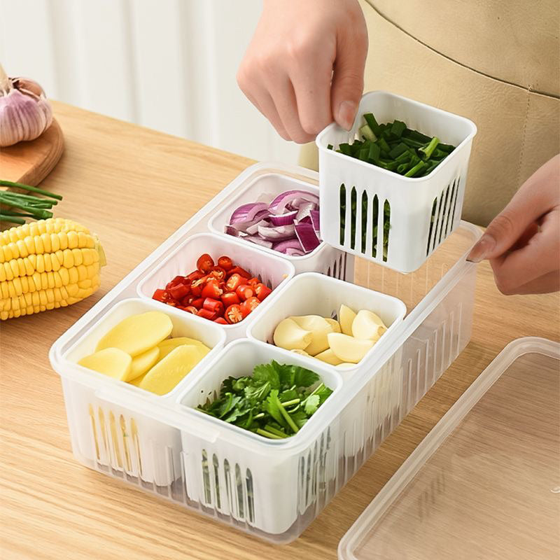Caixa de Conservação Transparente com 6 Divisórias - Organize sua Cozinha com Eficiência - Kaype Store