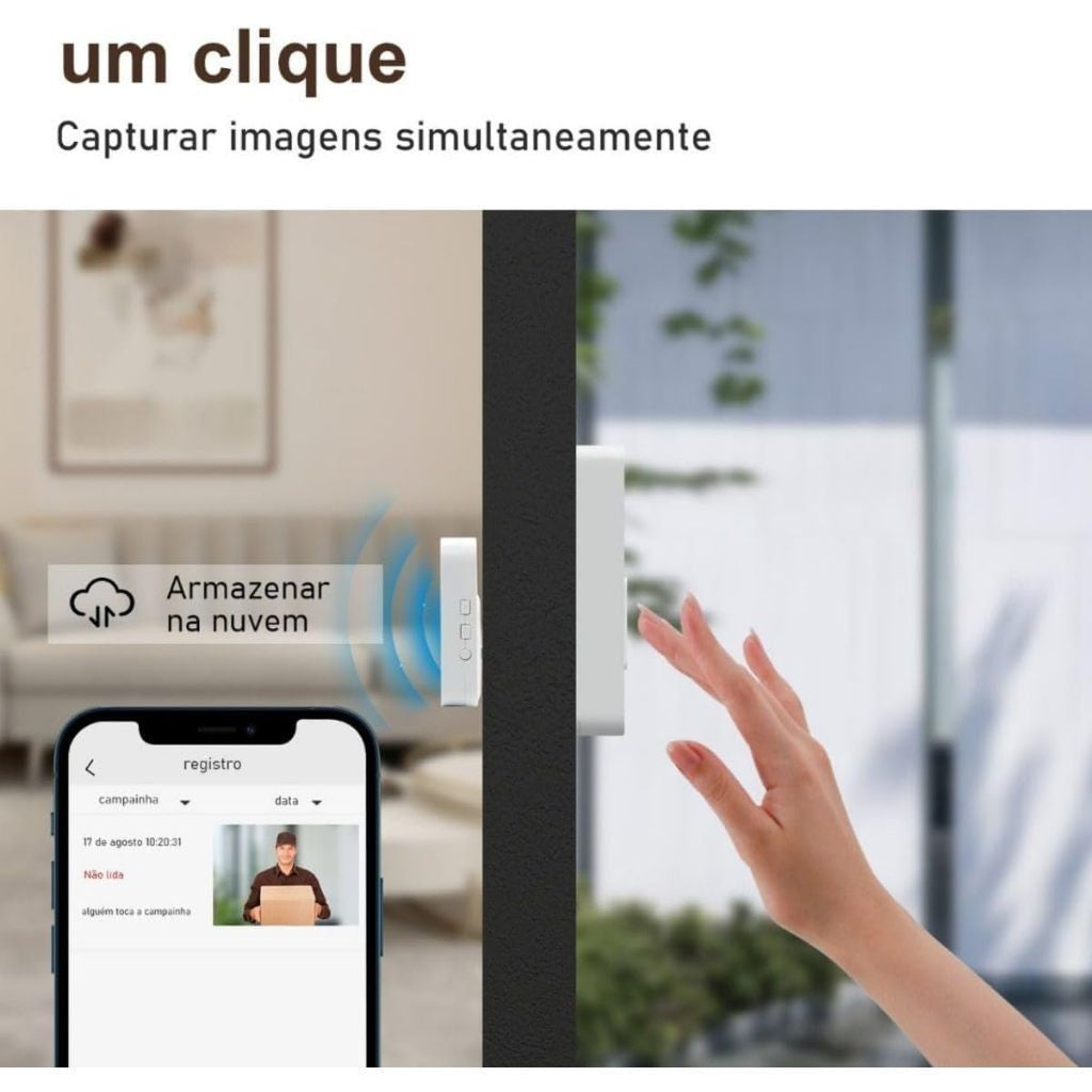 Campainha Com Câmera Vídeo Porteiro Sem Fio Wi-Fi HD Inteligente Smart Home - Kaype Store