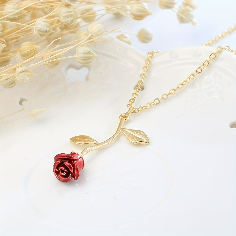 Colar com Pingente de Rosa Vermelha - Compre 1 Leve 2 - Kaype Store