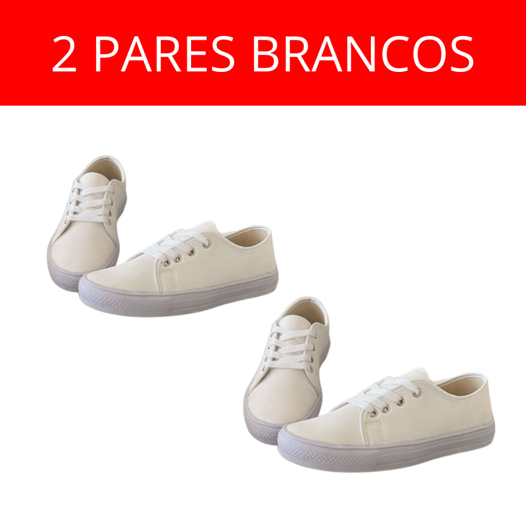 Kit 2 Pares Tênis Feminino Casual Com Cadarço - Promoção Especial Compre 1 e Leve Outro - Kaype Store