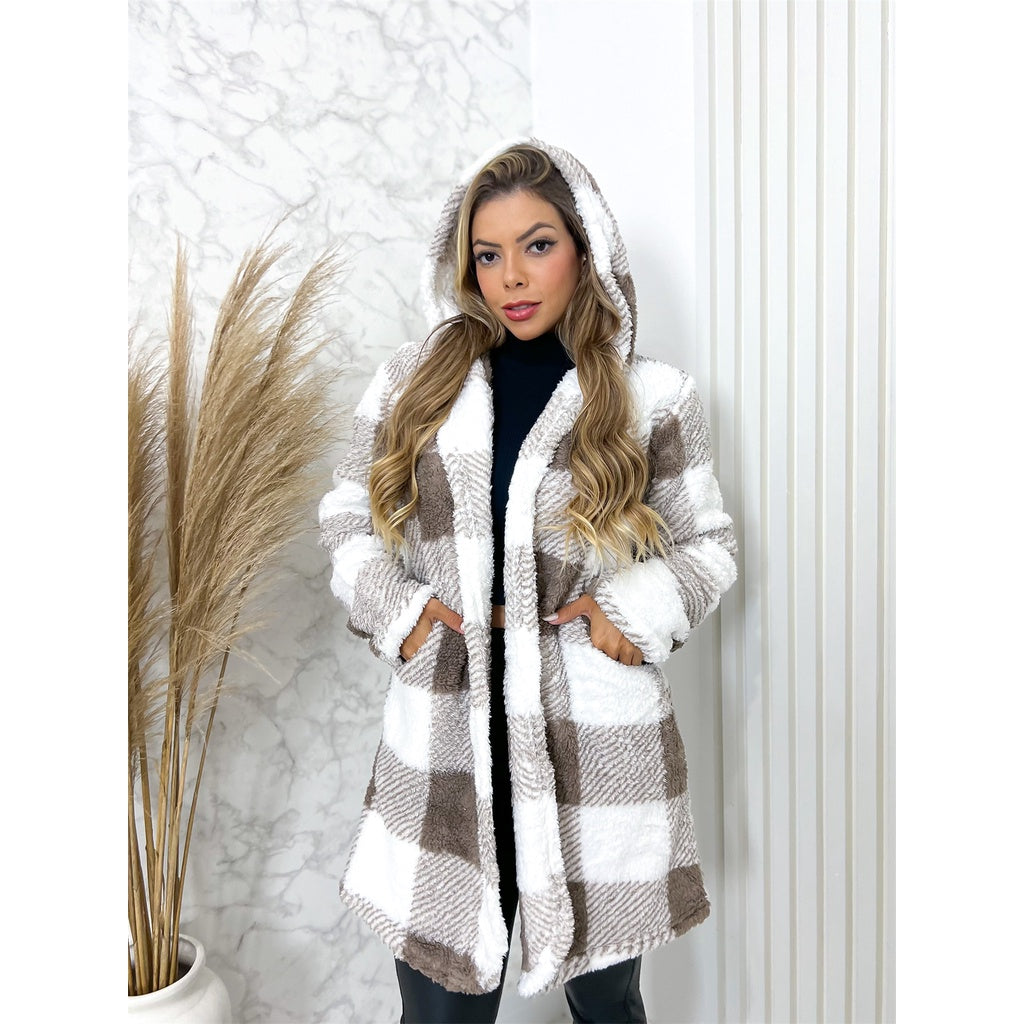 Blusa Frio Feminino Casaco Pelinho Xadrez Inverno - Kaype Store
