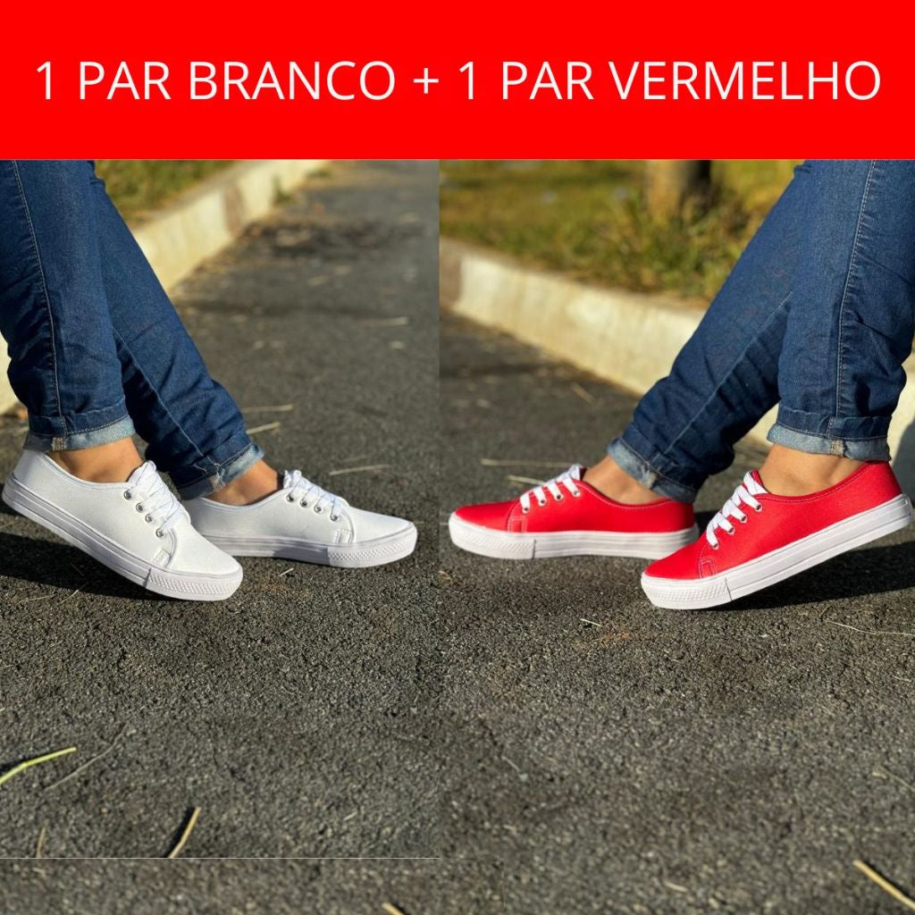 Kit 2 Pares Tênis Feminino Casual Com Cadarço - Promoção Especial Compre 1 e Leve Outro - Kaype Store