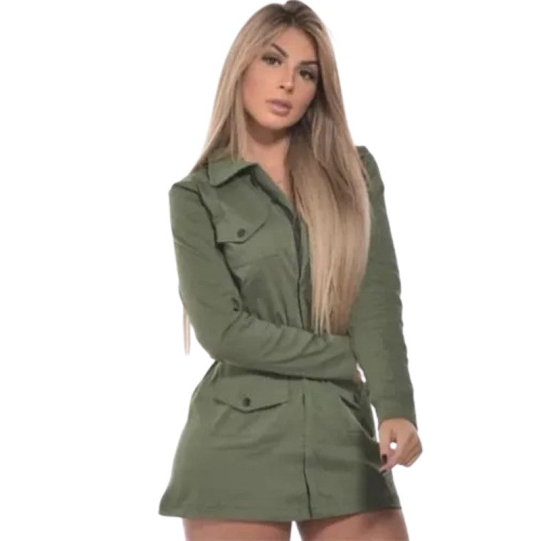 Parka Bengaline Blusa Feminina Botoes Casaco Sobretudo