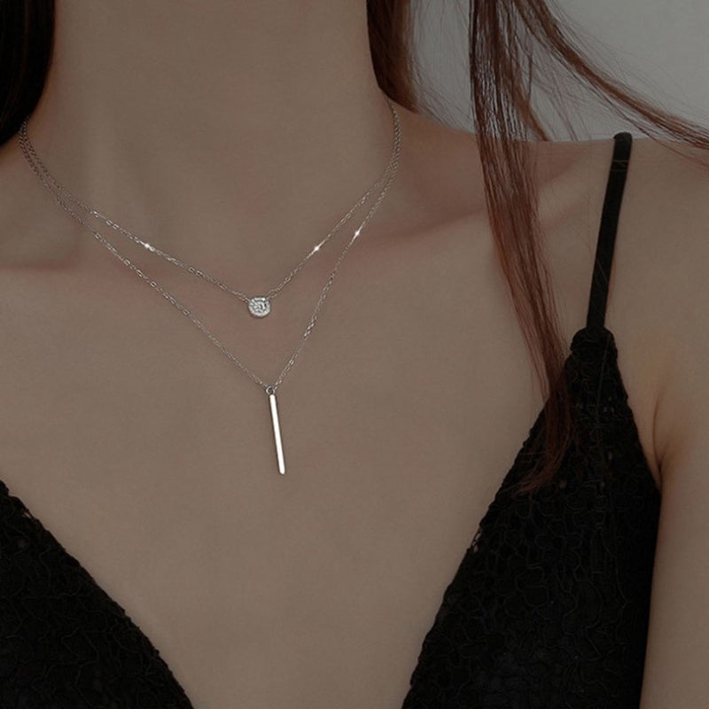 Colar de Clavícula de Diamante Geométrico