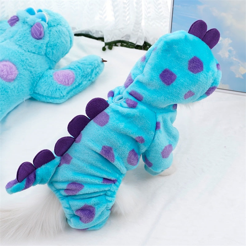 Roupa para Gato e Cachorro de Inverno - Dinossauro Azul - Kaype Store