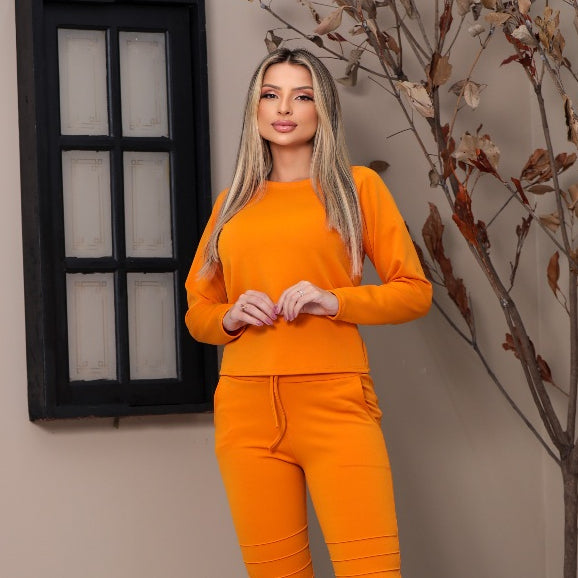 Conjunto Moletom Feminino Neoprene Tipo Moletinho - Kaype Store