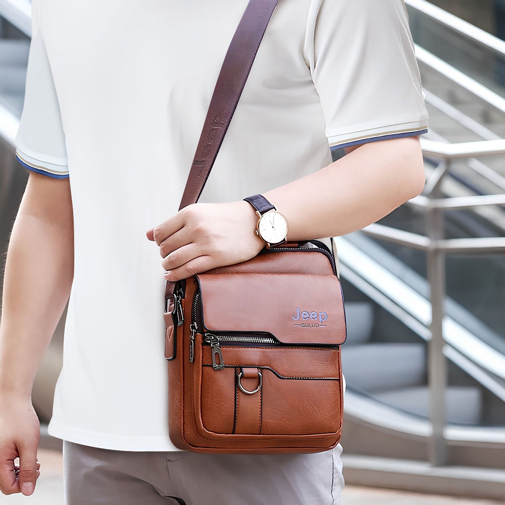Bolsa Tiracolo Retrô Masculina de Couro - Promoção Leve Carteira de Brinde - Kaype Store