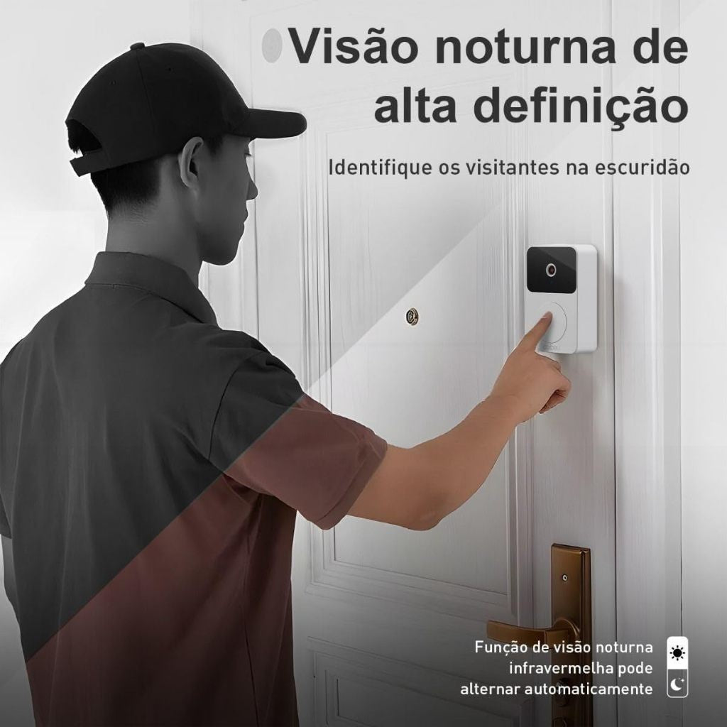 Campainha Com Câmera Vídeo Porteiro Sem Fio Wi-Fi HD Inteligente Smart Home - Kaype Store