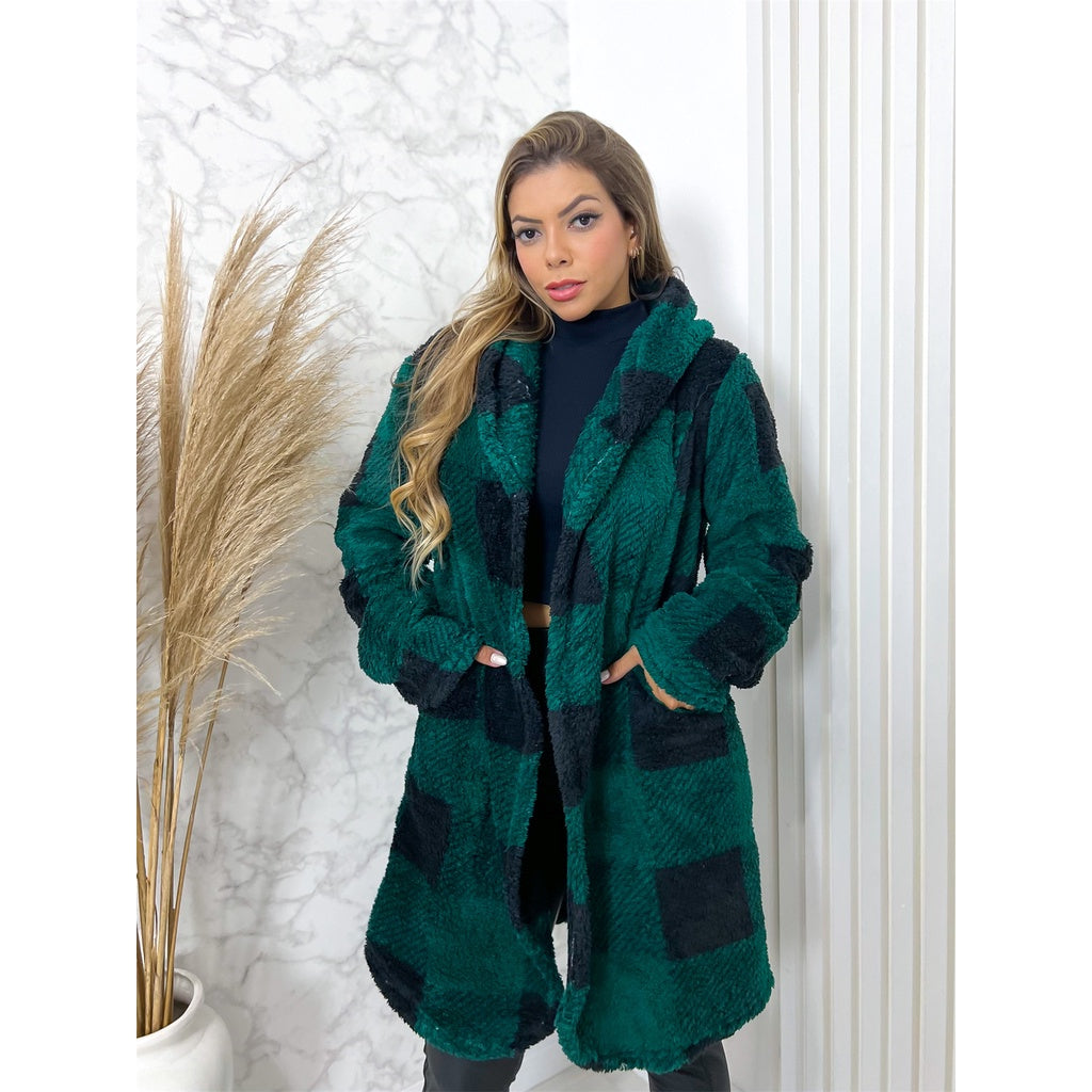 Blusa Frio Feminino Casaco Pelinho Xadrez Inverno - Kaype Store