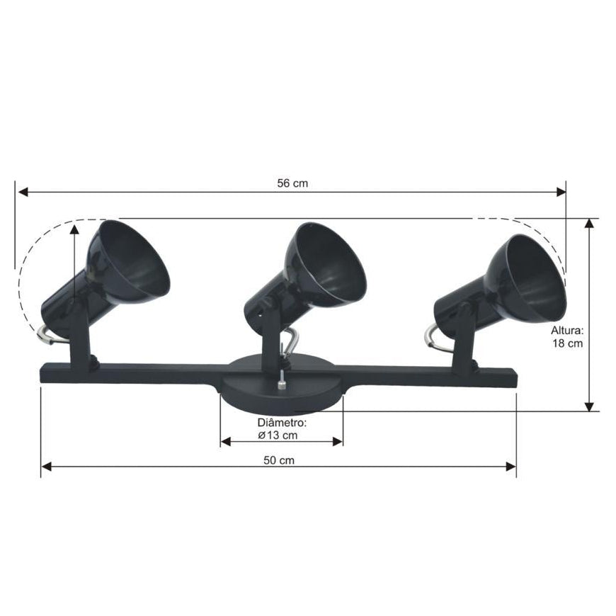 SPOT TRILHO 3 LAMPADAS DIRECIONAVEIS DE PLASTICO - Kaype Store