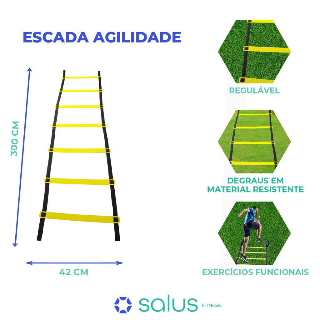Kit Funcional Agilidade 5 Chapéus + 5 Cones e Escada Salus - Kaype Store