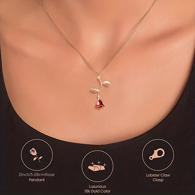 Colar com Pingente de Rosa Vermelha - Compre 1 Leve 2 - Kaype Store
