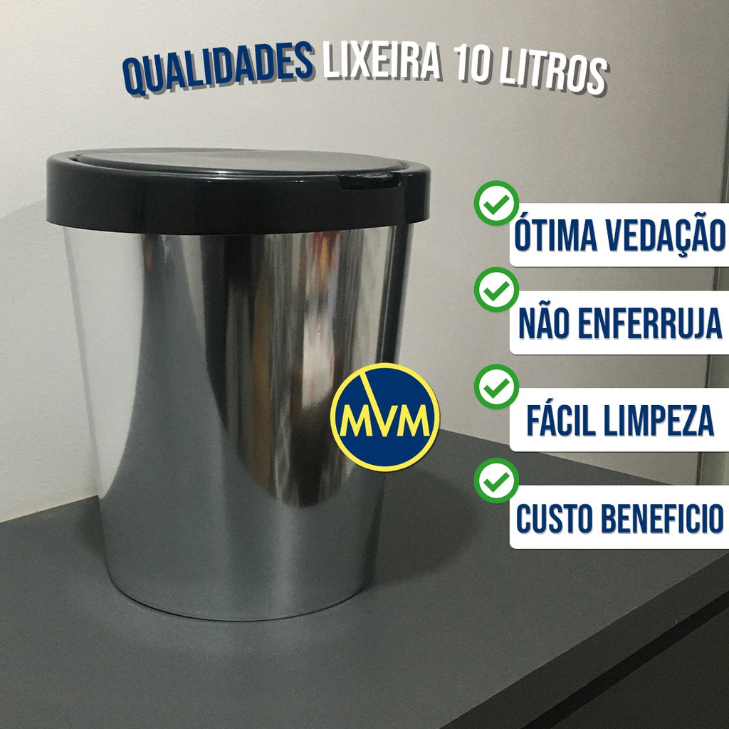 Lixeira Automática Inox 10 Litros - Kaype Store