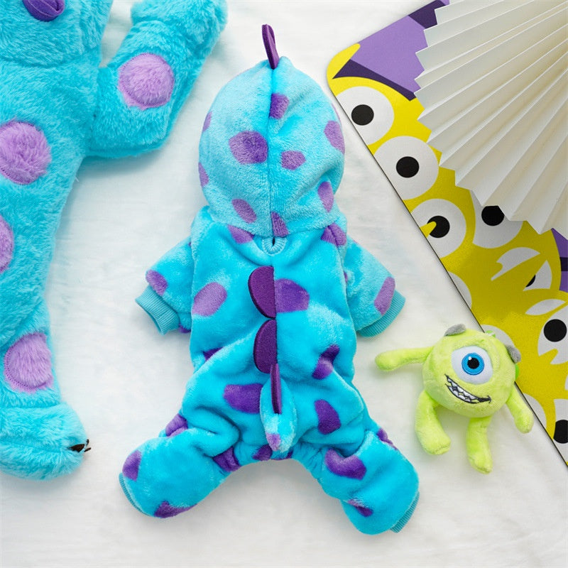 Roupa para Gato e Cachorro de Inverno - Dinossauro Azul - Kaype Store