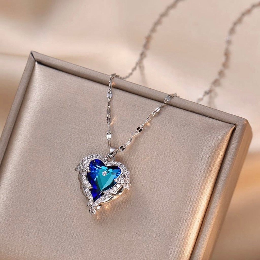 Colar De Cristal De Coração Oceânico - Kaype Store