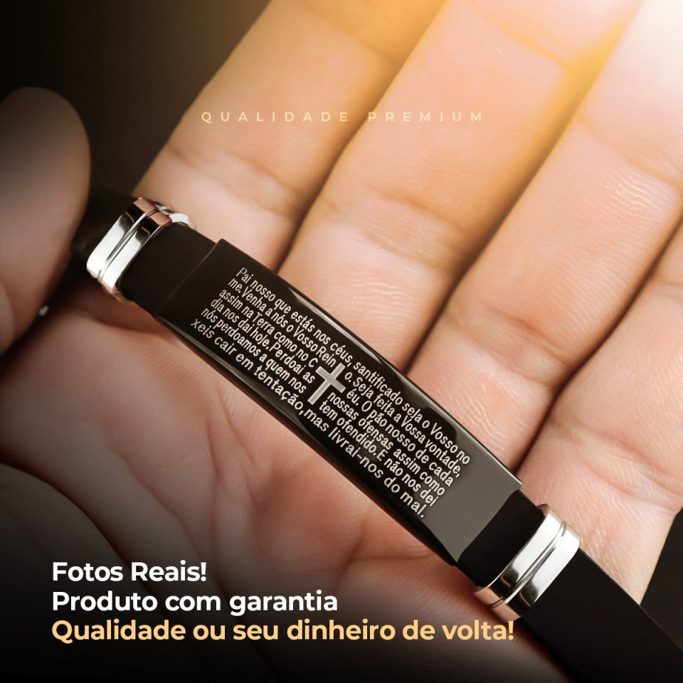 Pulseira Masculina Pai Nosso em Silicone - Estilo e Fé em um Só Acessório - Kaype Store
