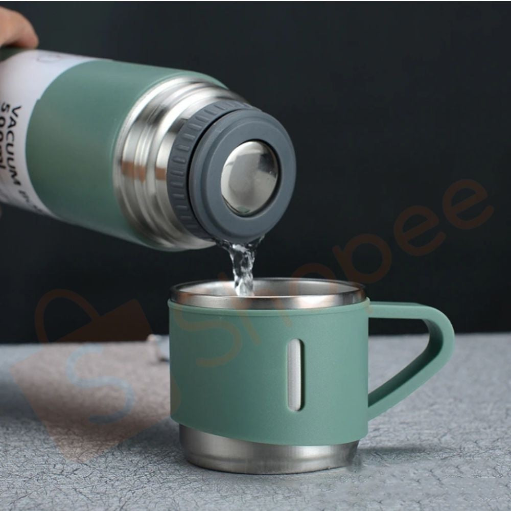 Kit Garrafa Térmica em Aço Inox com Copo: Elegância e Eficiência a Cada Gole - Kaype Store
