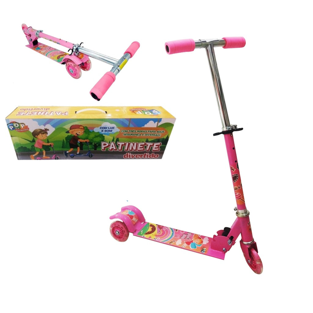 Patinete Infantil 3 Rodinhas com Luz LED e Freio Ajustável Até 50kg - Kaype Store
