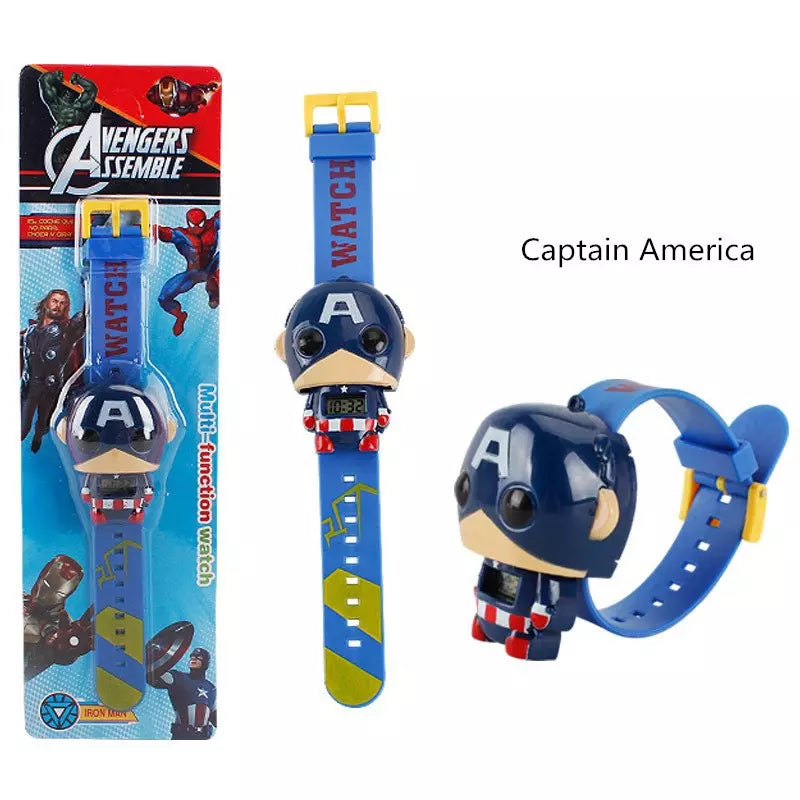 Super Relógio Infantil Herois - Homem Aranha, Homem de Ferro, Capitão America, Hulk e Batman - Kaype Store