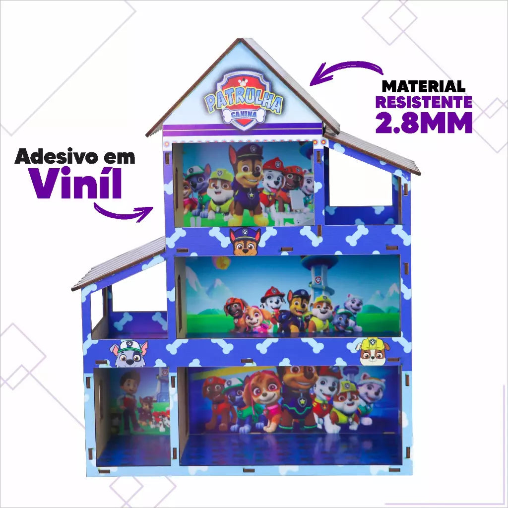 Casa Casinha de Boneca MDF Adesivada - Patrulha Canina - Kaype Store
