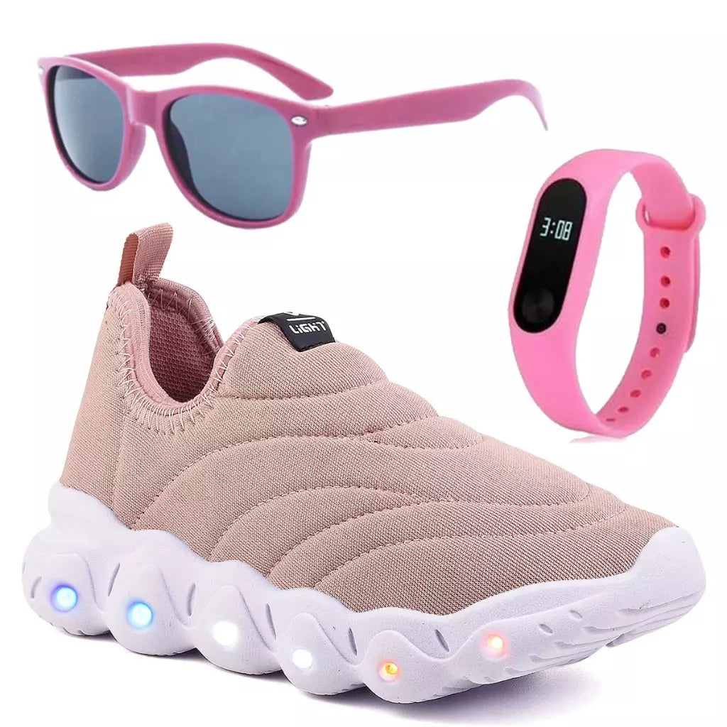 Tênis Infantil de Led Feminino e Masculino - Oculos e Relógio Infantil de Brinde - Kaype Store